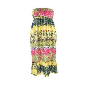 Yellow Floral Midi Cotton Dress